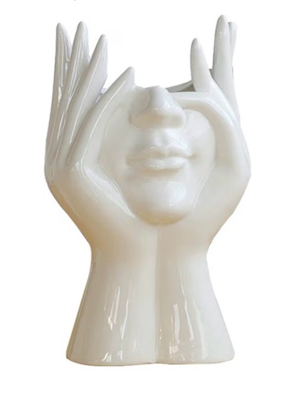Human Face Art Ceramic Planter Vase, Dry Flower Arrangement Vase